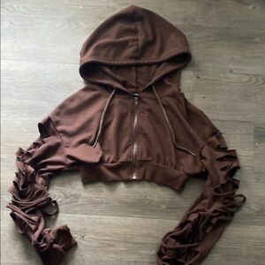 Shein Brown Cropped Hoodie